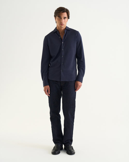 Felix Cotton Pique Shirt Navy