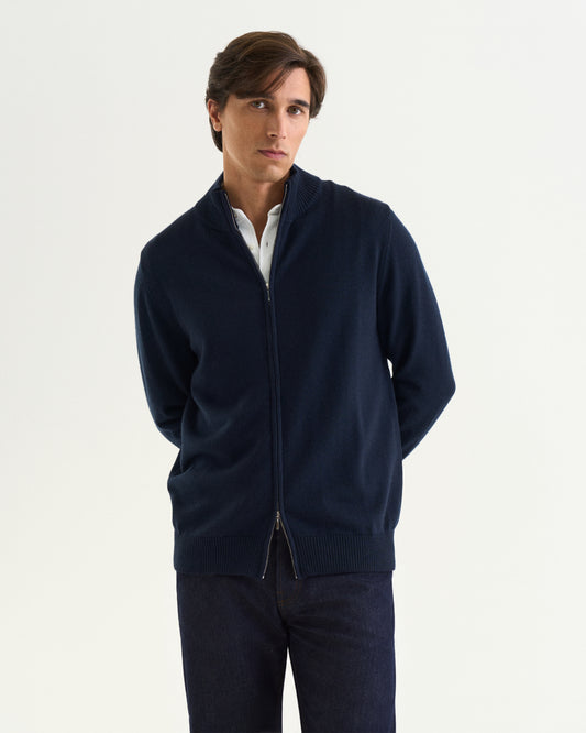 Ralph merino full zip navy