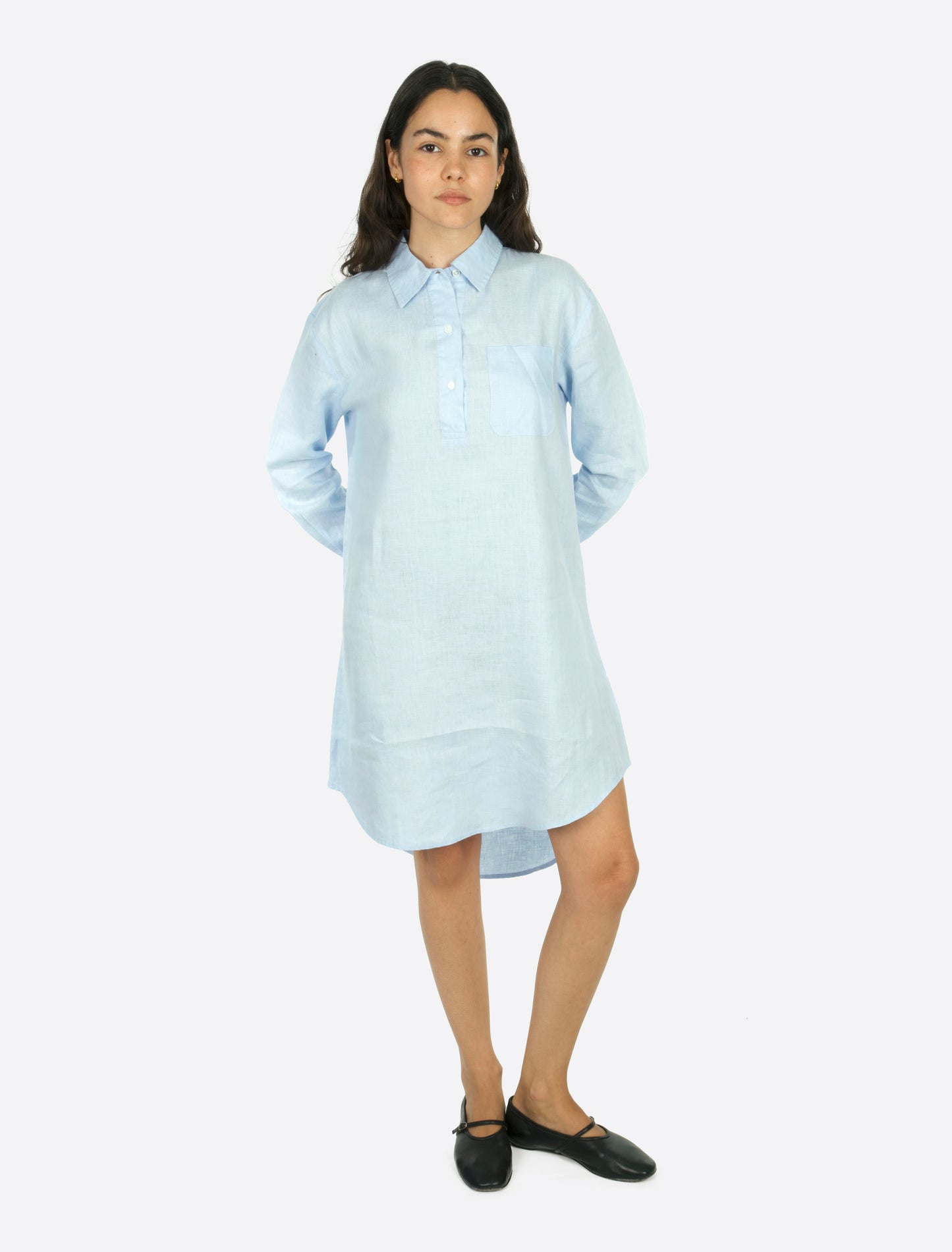 Alba Linen shirt dress Lyseblå