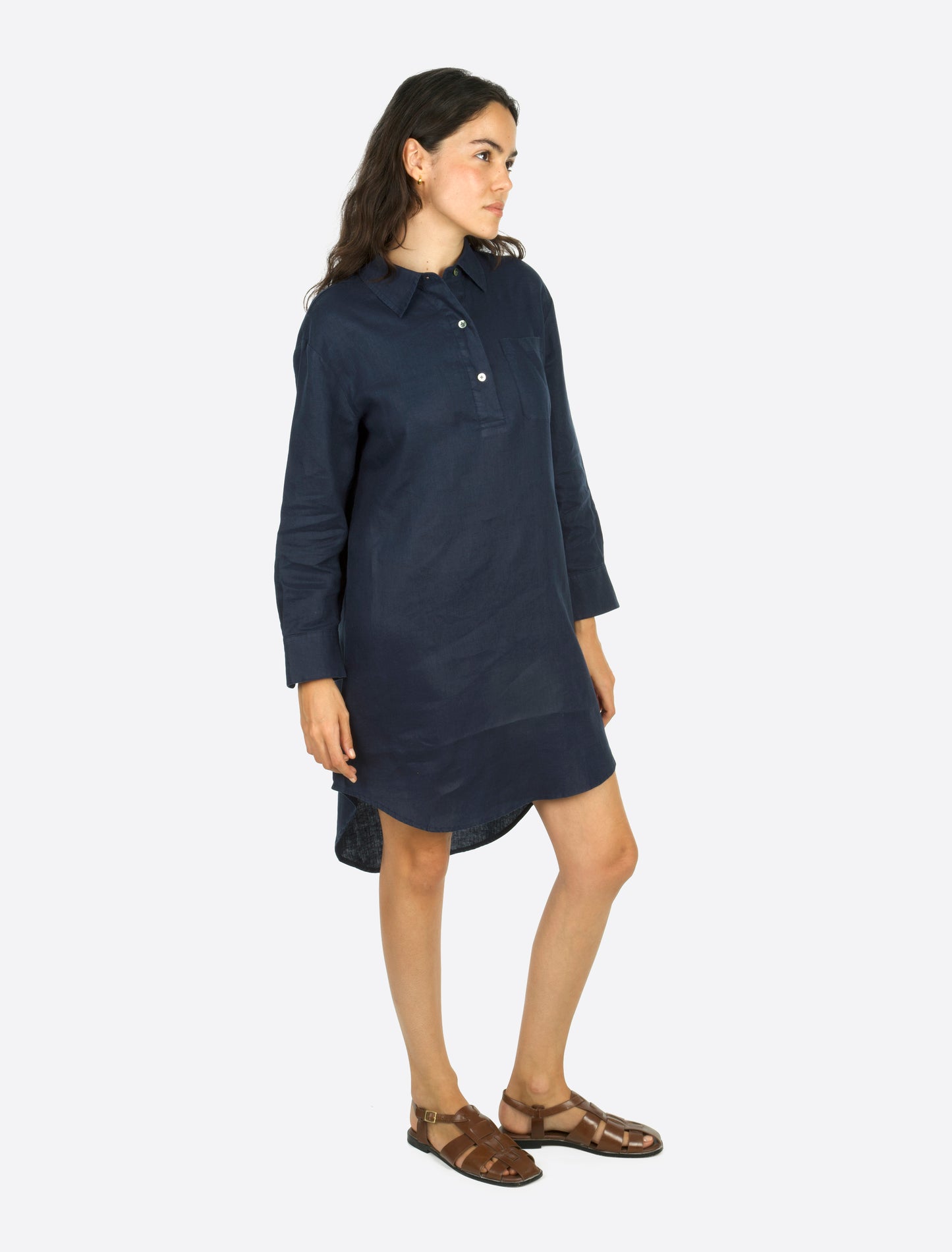 Alba Linen shirt dress Navy