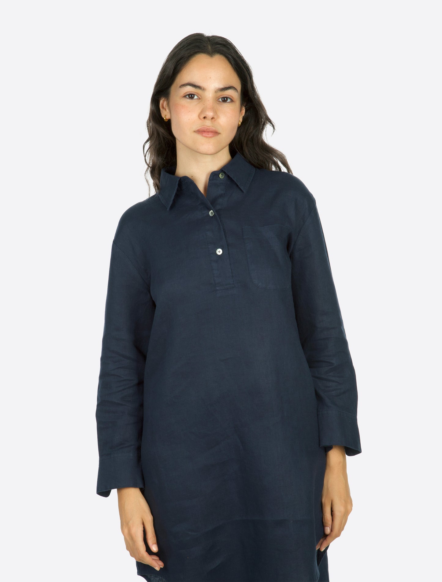 Alba Linen shirt dress Navy