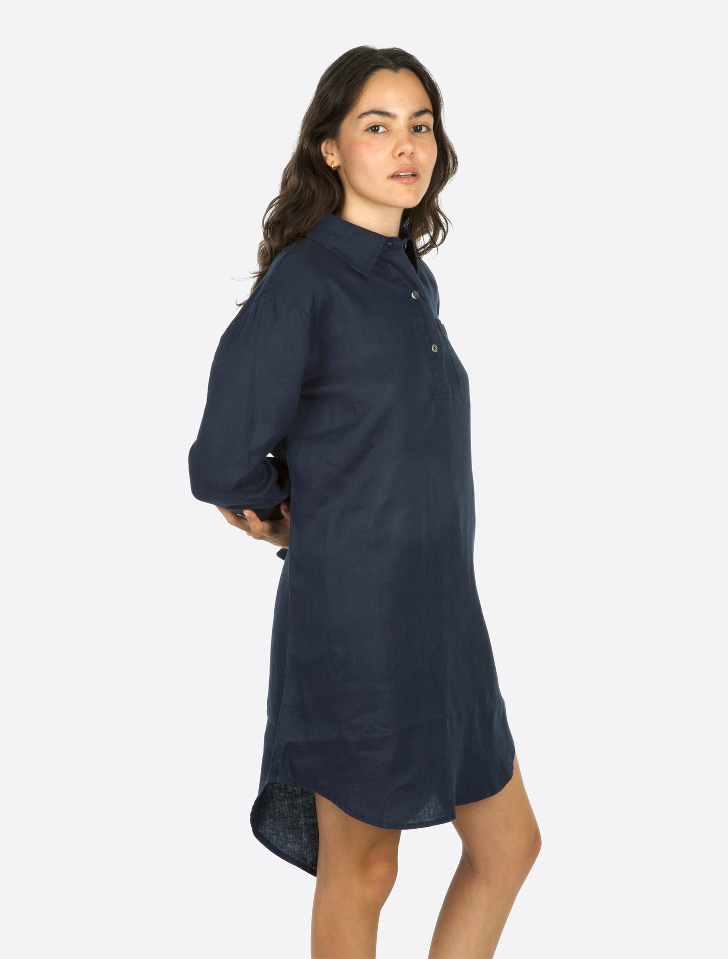 Alba Linen shirt dress Navy