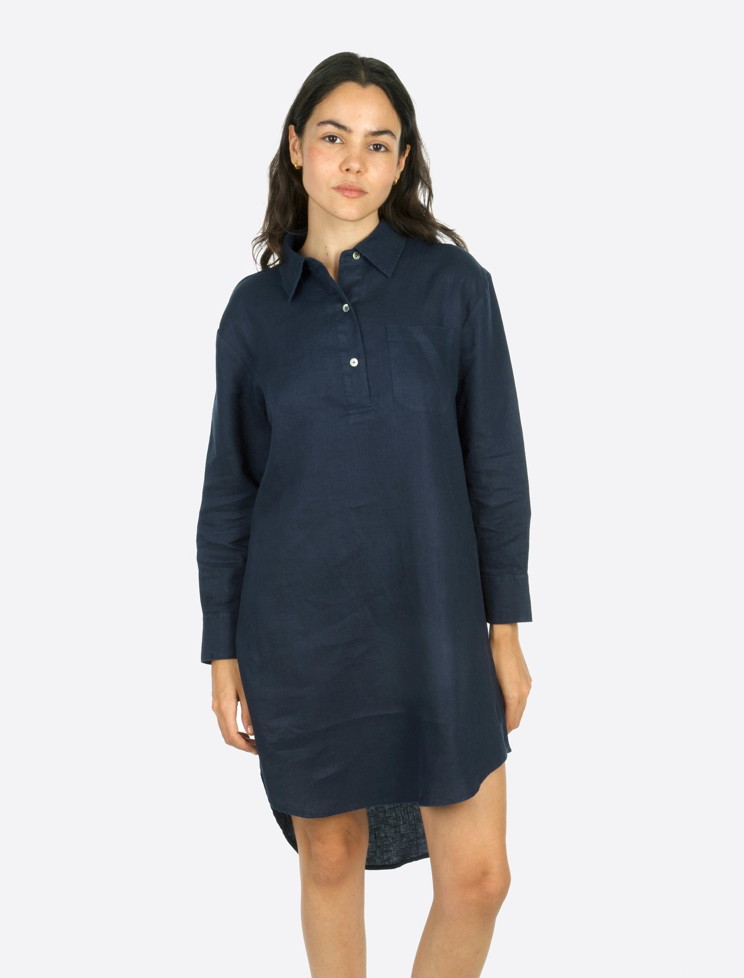 Alba Linen shirt dress Navy