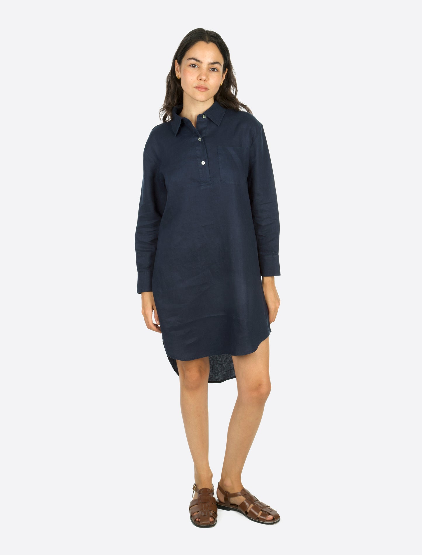 Alba Linen shirt dress Navy