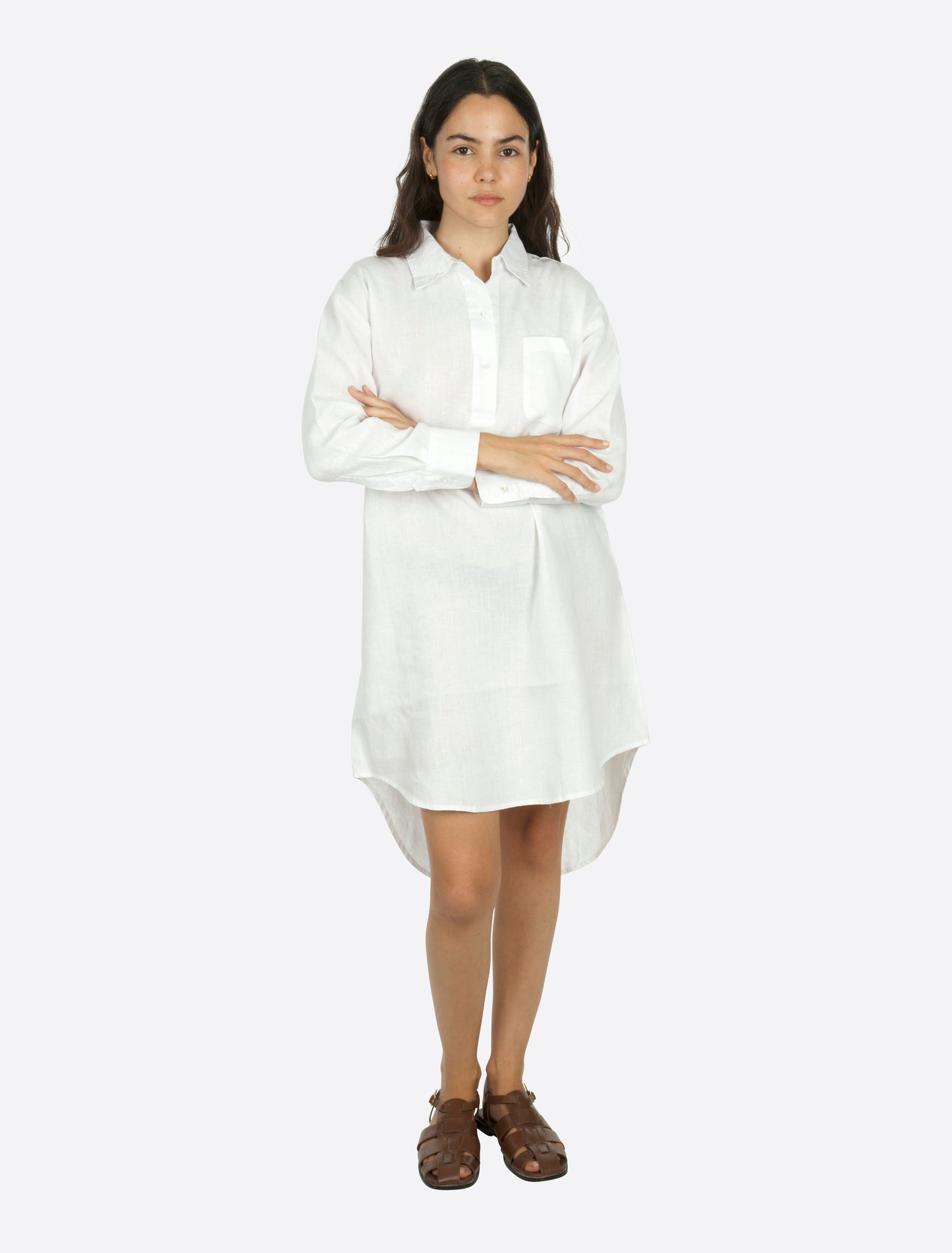 Alba Linen shirt dress Hvit