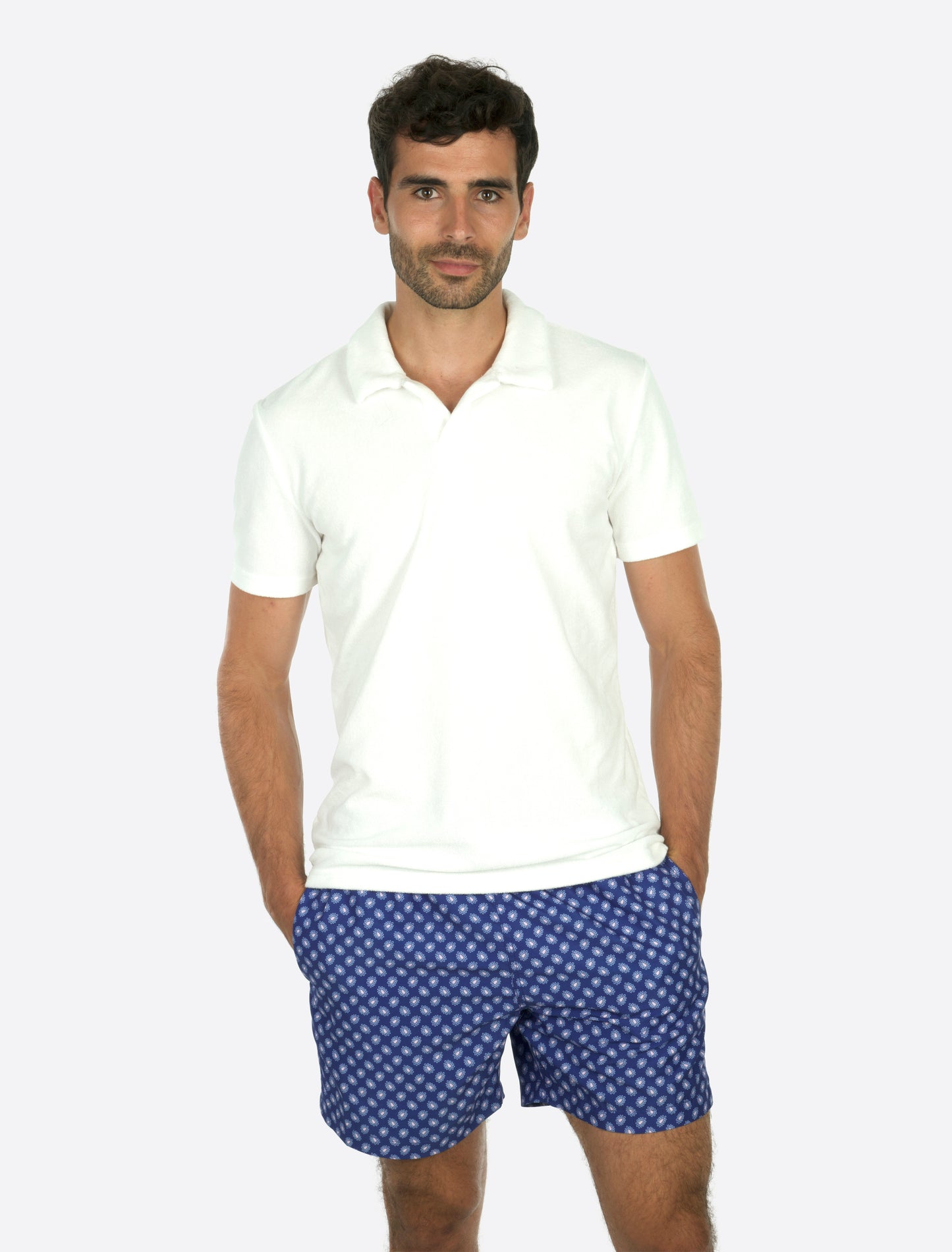 Classic Swim Shorts Navy pink flower