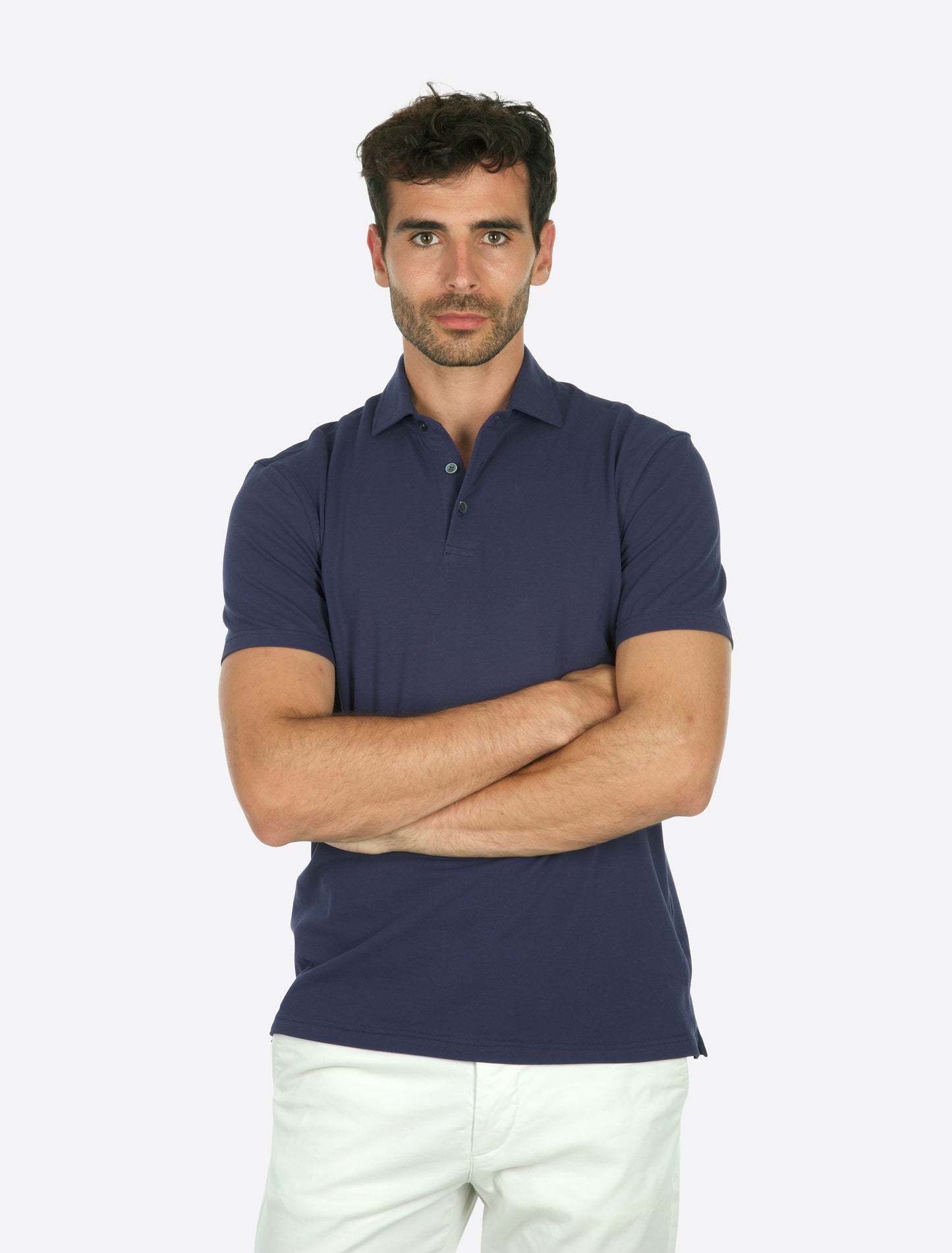 Carl Cotton Pique Short Sleeve Polo Navy