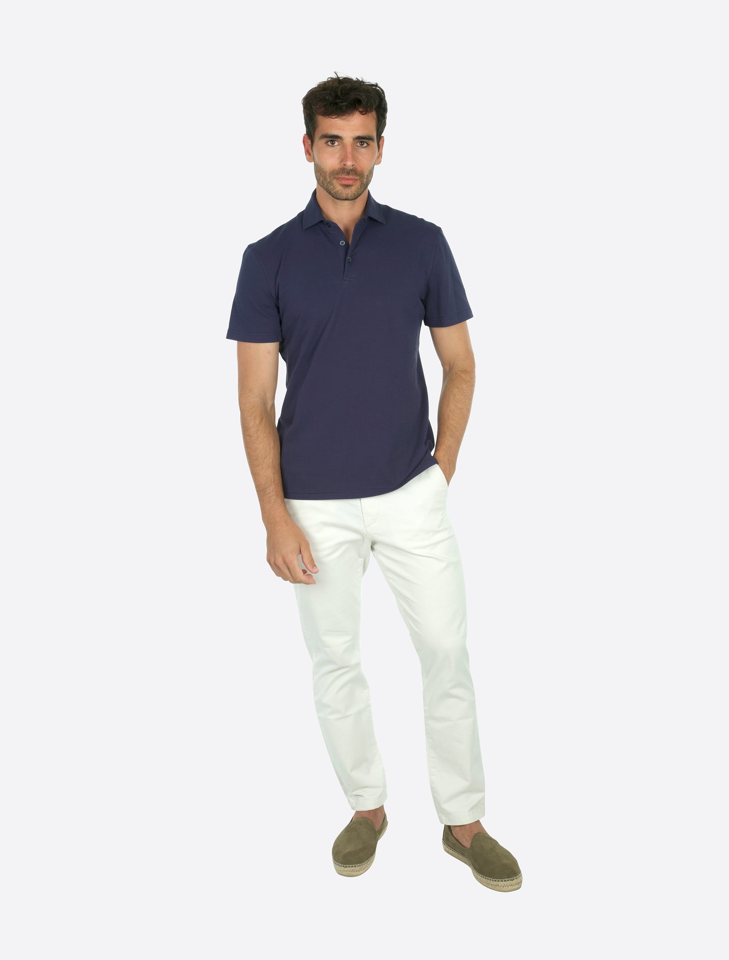 Carl Cotton Pique Short Sleeve Polo Navy