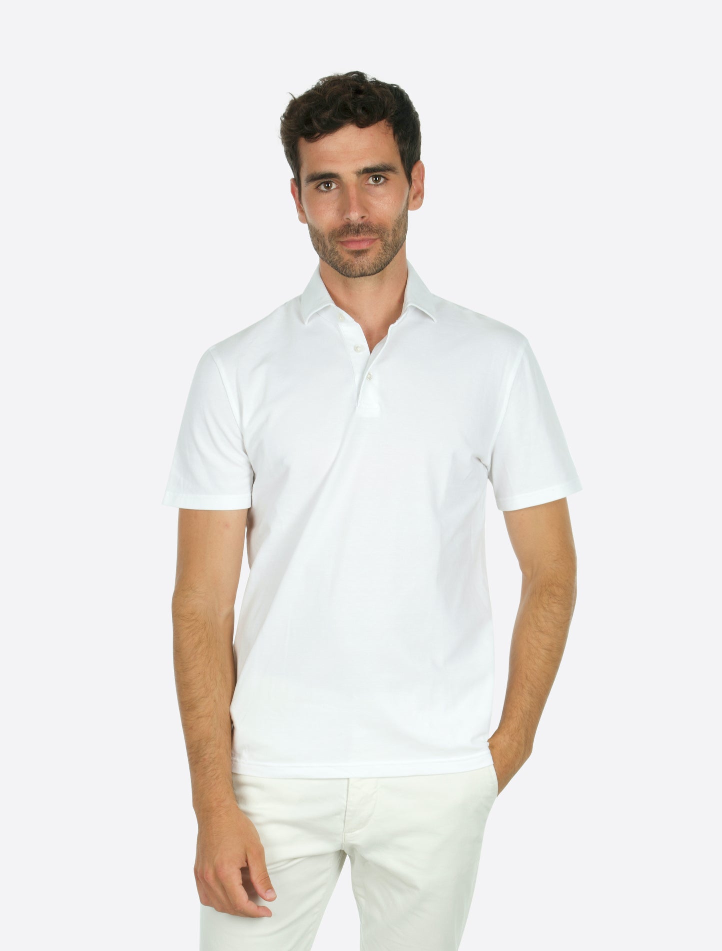 Carl Cotton Pique Short Sleeve Polo White