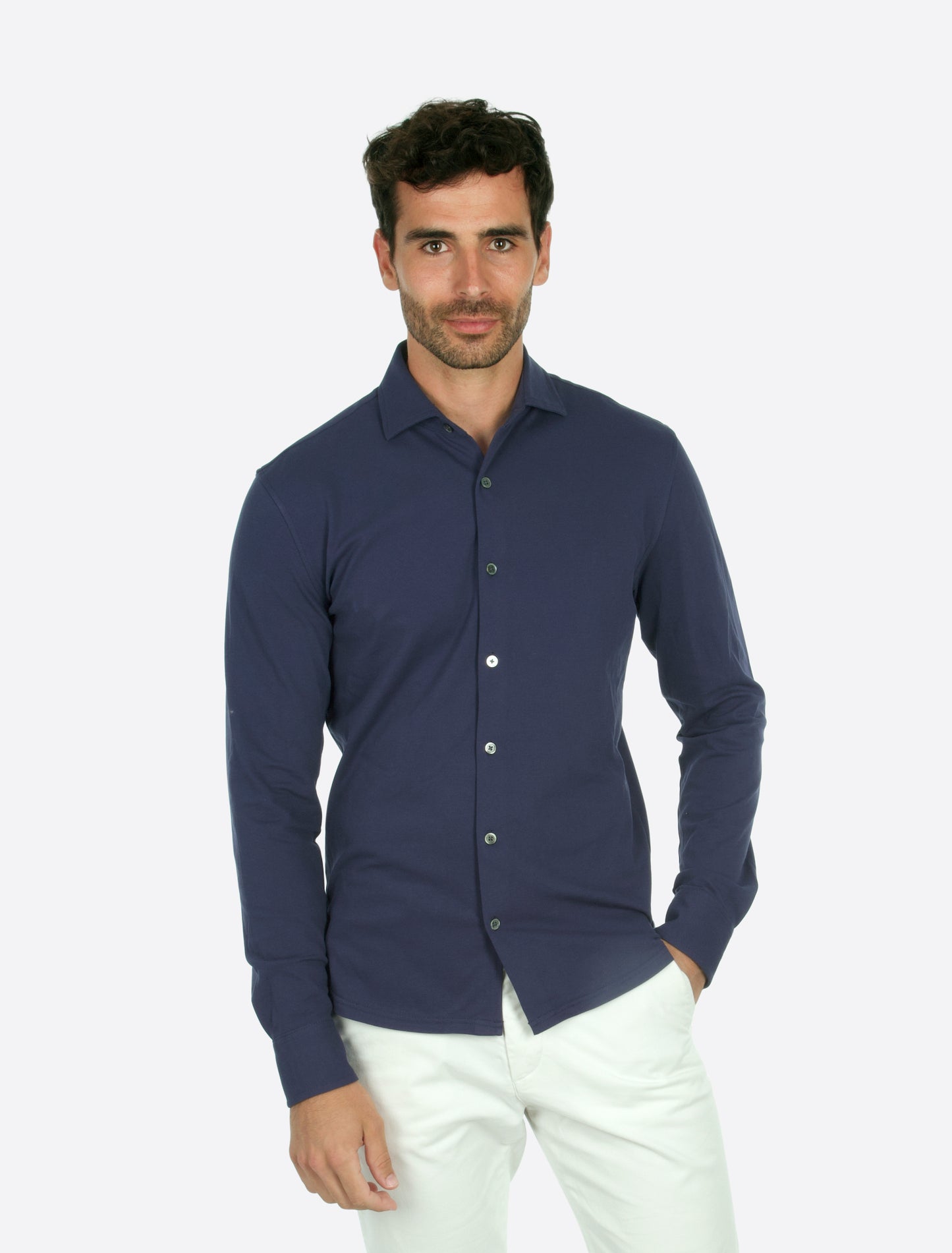Felix Cotton Pique Shirt Navy
