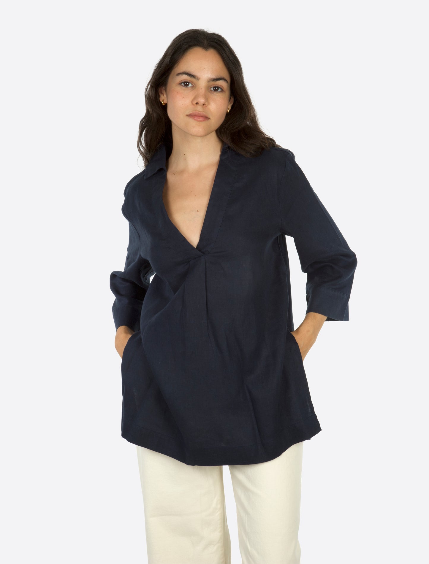 Lea popover v-neck Navy