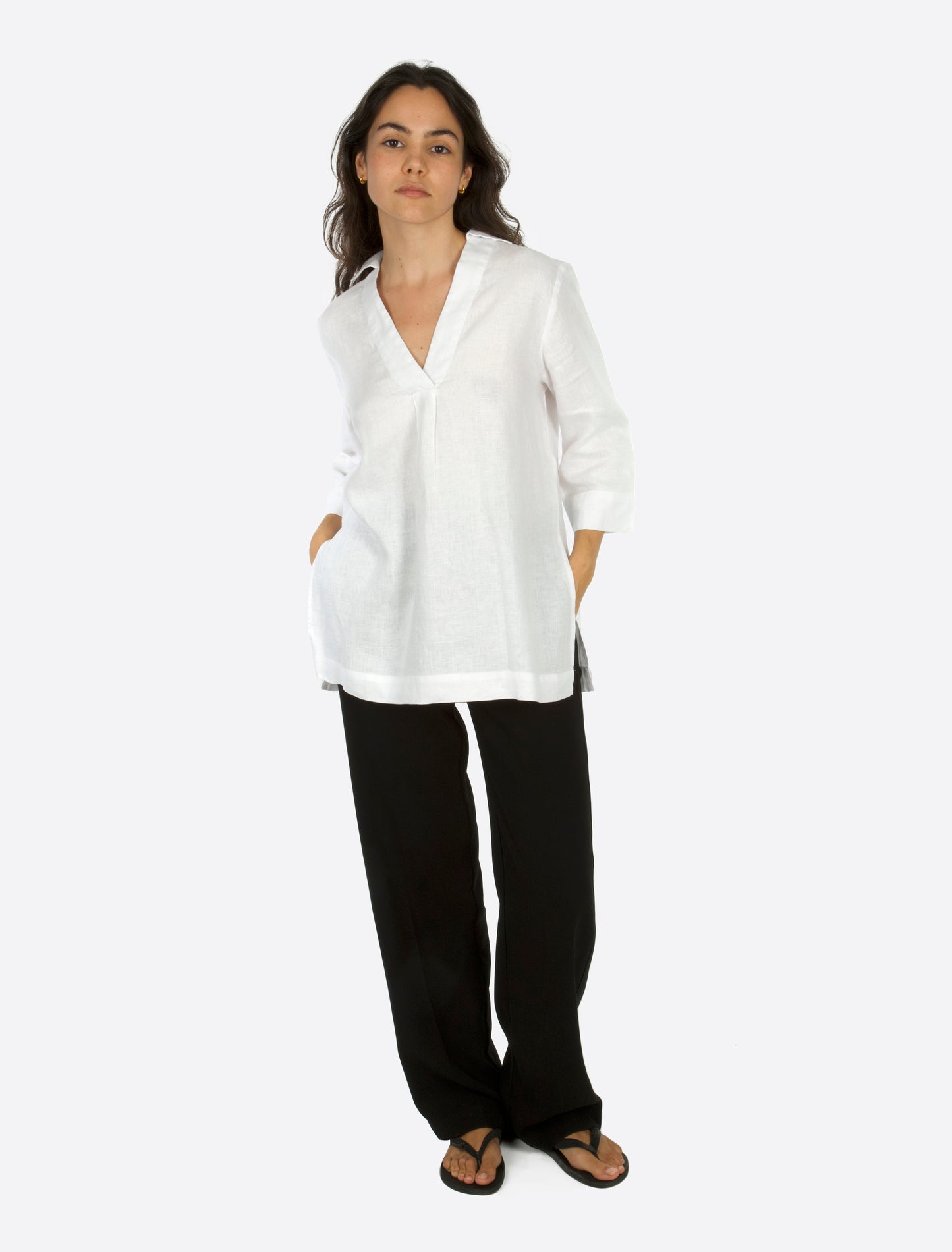 Lea popover v-neck hvit