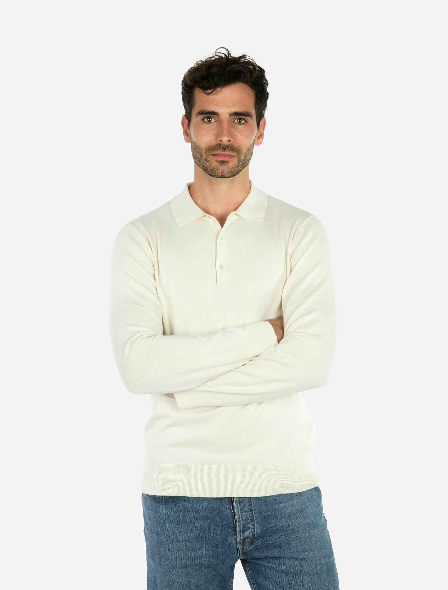 Max Knitted Polo Long Sleeve Off-white