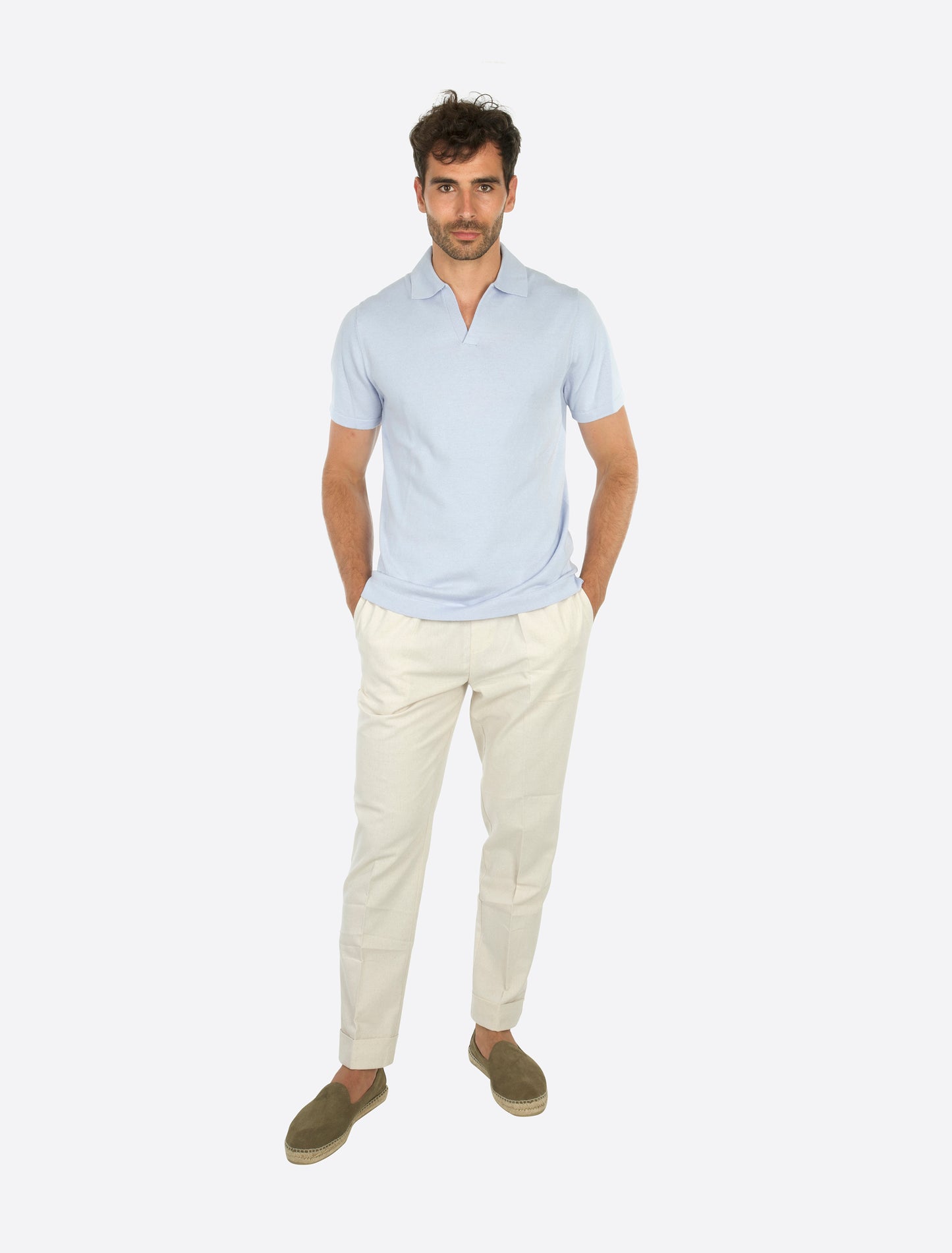 Pimo Knitted Short Sleeve Polo Light blue