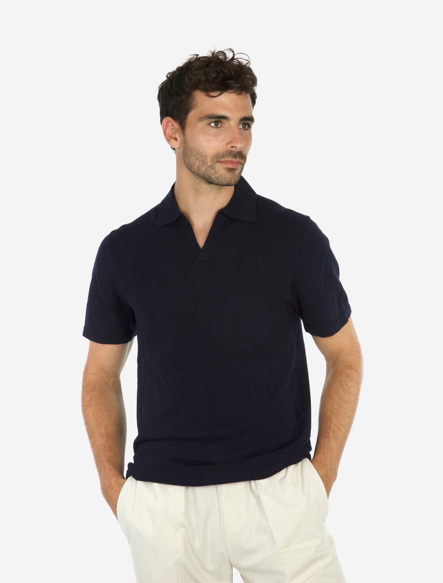 Pimo Knitted Short Sleeve Polo Navy