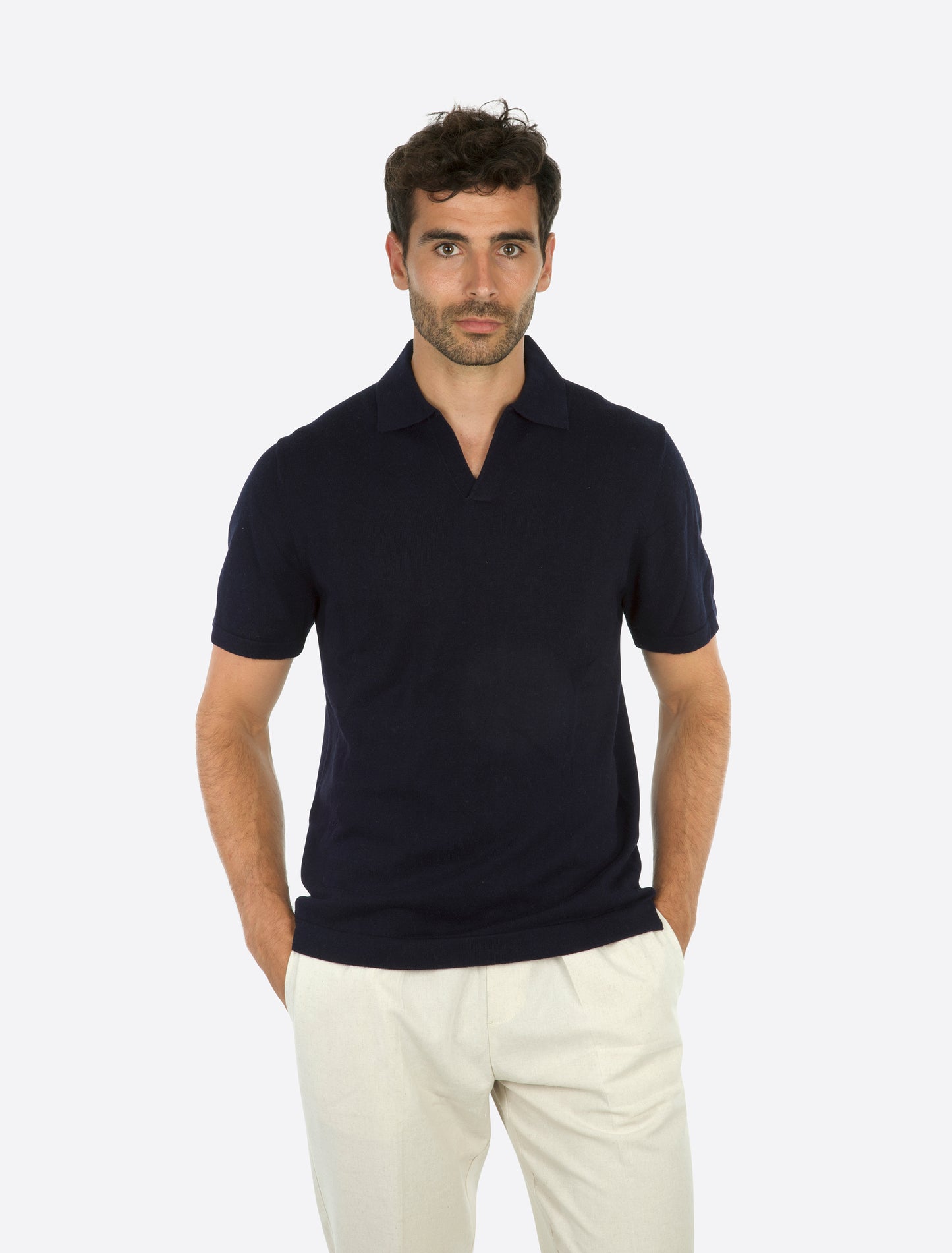 Pimo Knitted Short Sleeve Polo Navy