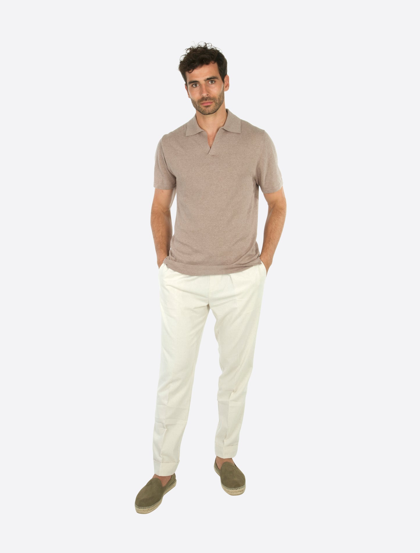 Pimo Knitted Short Sleeve Polo Taupe