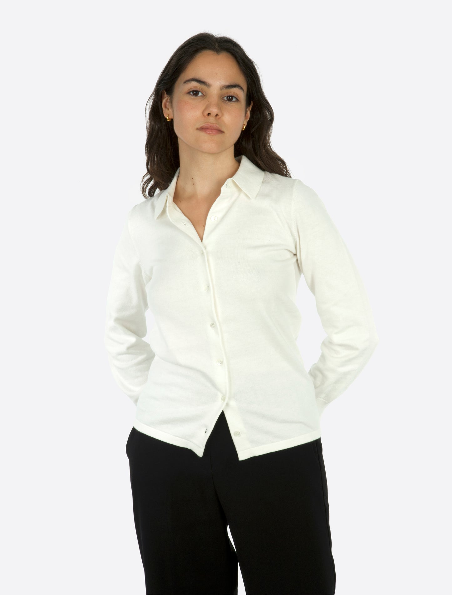 Sara strikket skjorte Off-white
