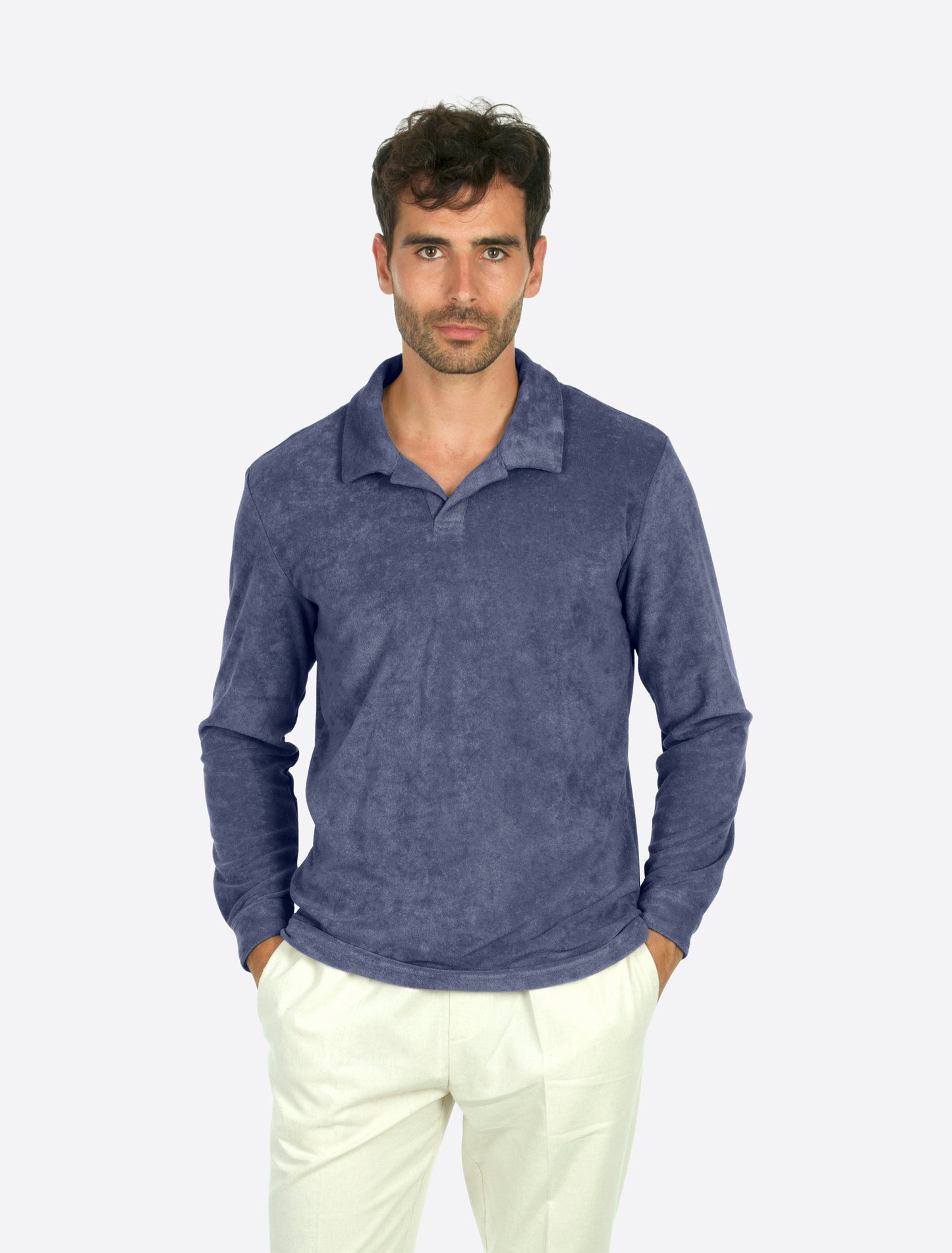 Riviera Terry Polo Long Sleeve Smokey blue