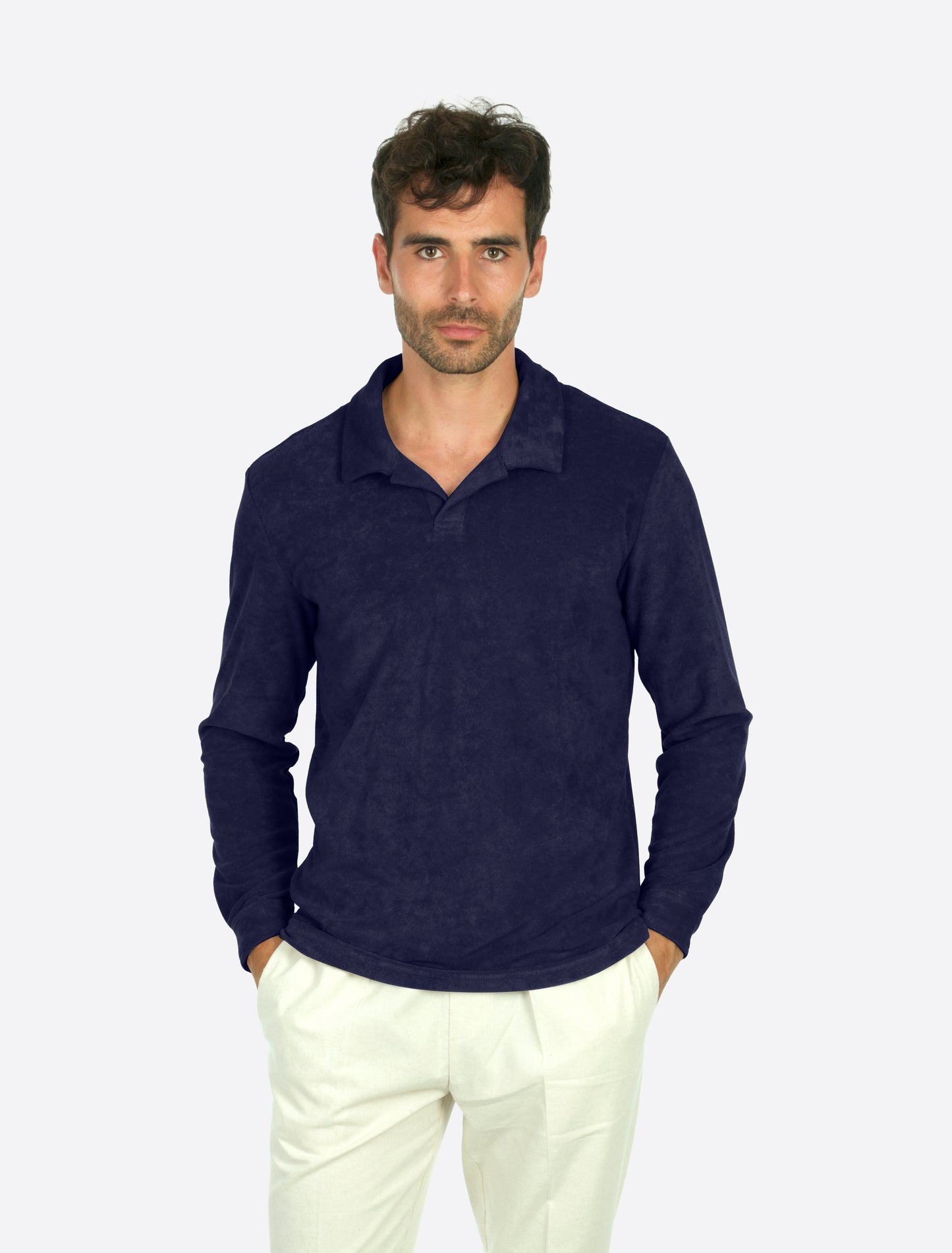 Riviera Terry Polo Long Sleeve Navy