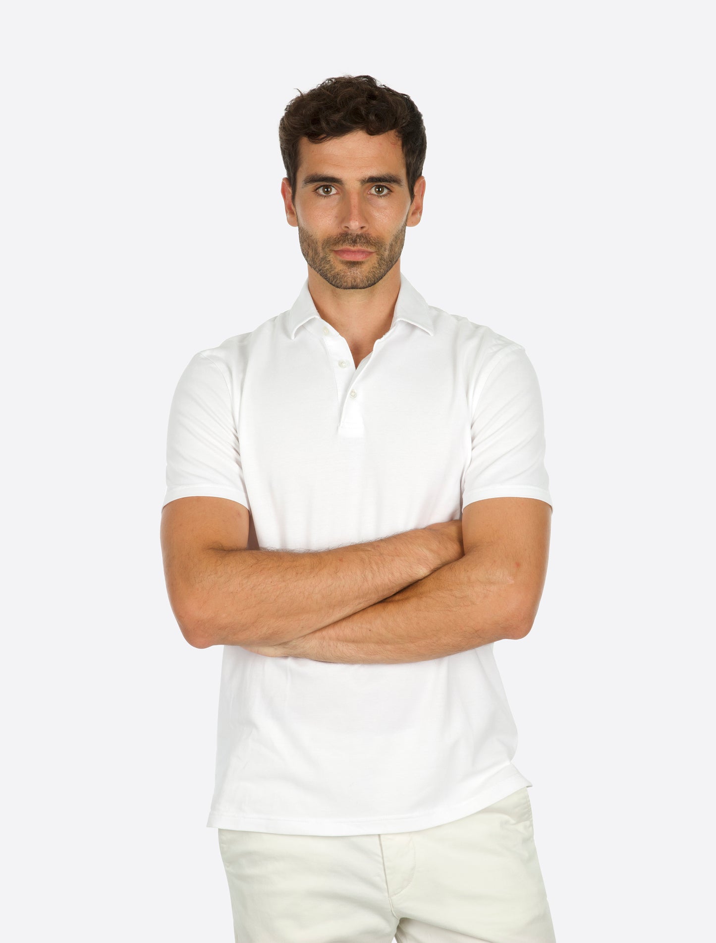 Carl Cotton pique White