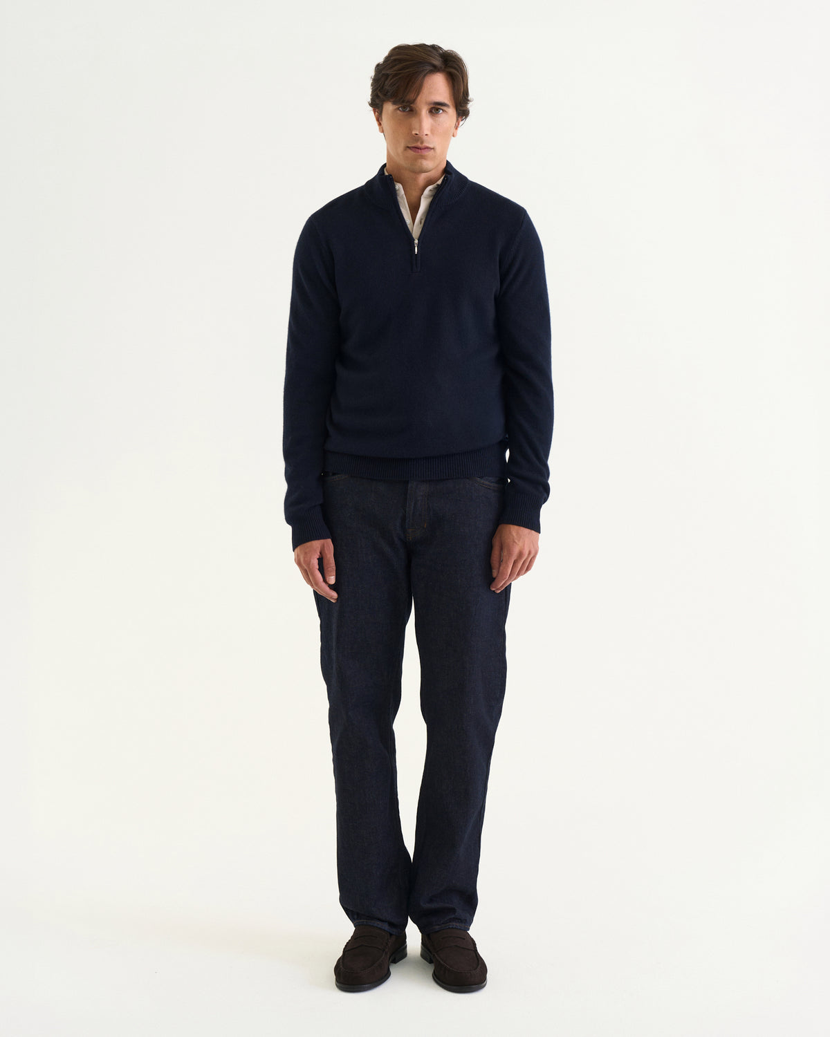 Victor merino cashmere half zip navy