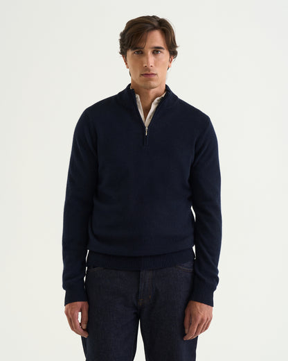 Victor merino cashmere half zip navy