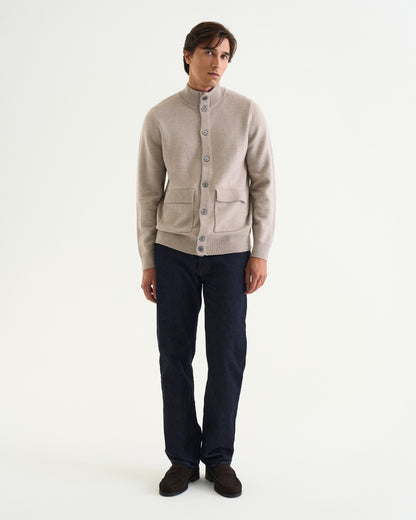 Leo merino cardigan taupe