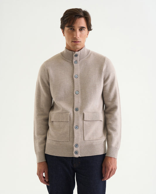 Leo merino cardigan taupe