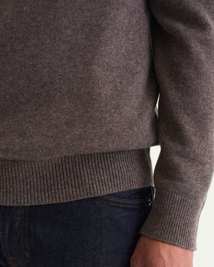 Victor merino cashmere half zip brown