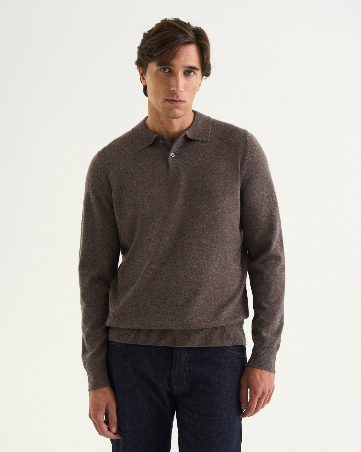 Noa merino cashmere polo brown
