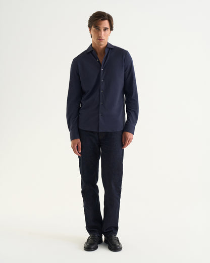 Felix Cotton Pique Shirt Navy
