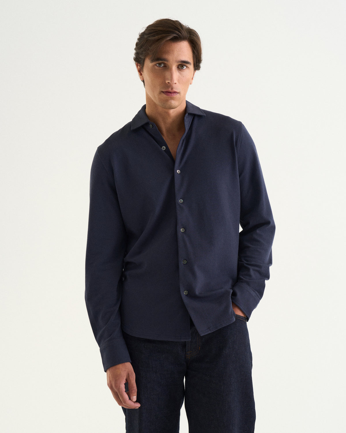 Felix Cotton Pique Shirt Navy