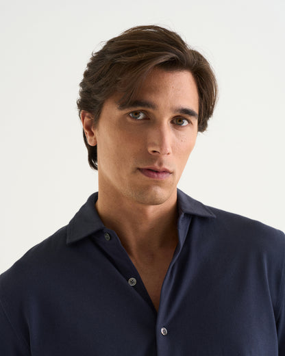 Felix Cotton Pique Shirt Navy