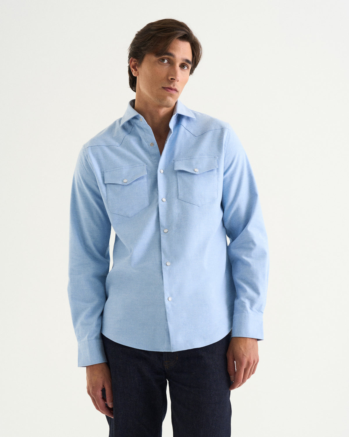 Western flannel shirt light blue