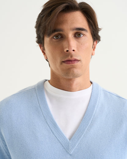 Nobel merino cashmere v-neck light blue
