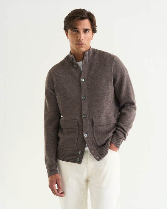 Leo merino cardigan brown