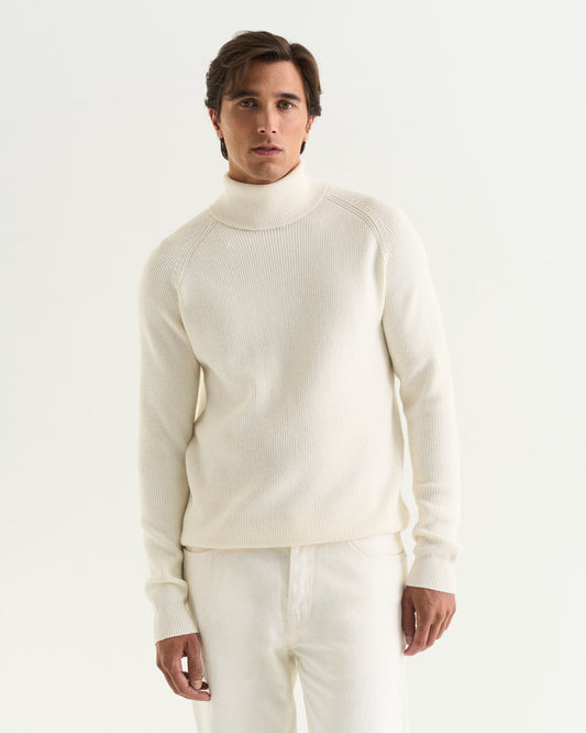 St.Moritz rib roll-neck off white
