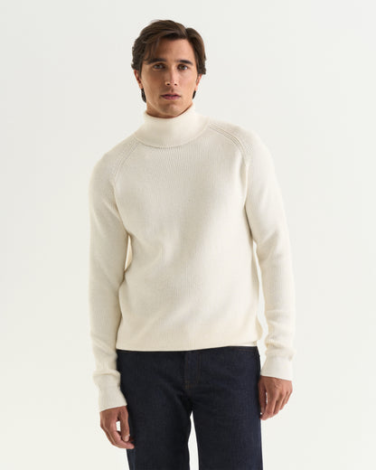 St.Moritz merino rib roll-neck off white