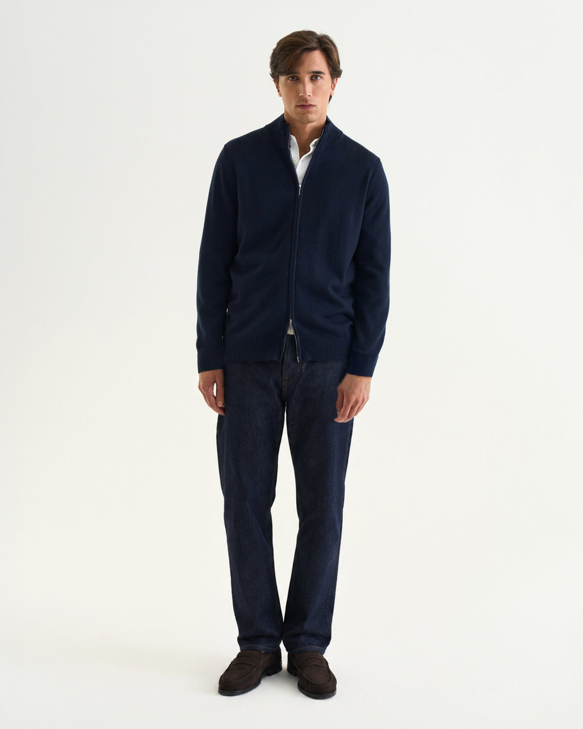 Ralph merino full zip navy