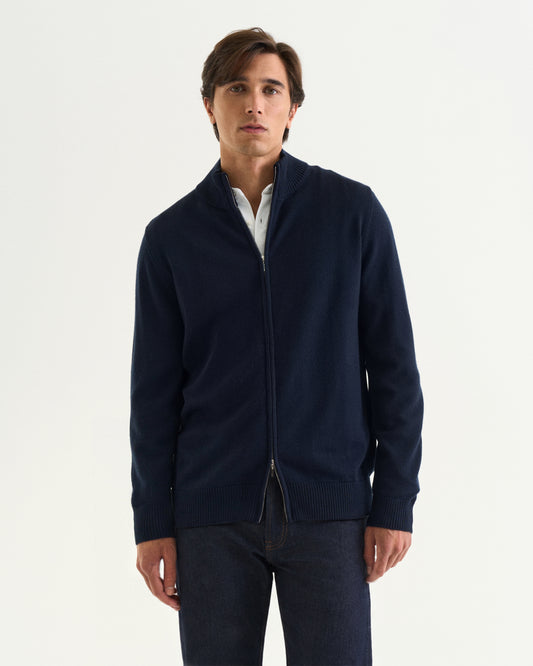 Ralph merino full zip navy