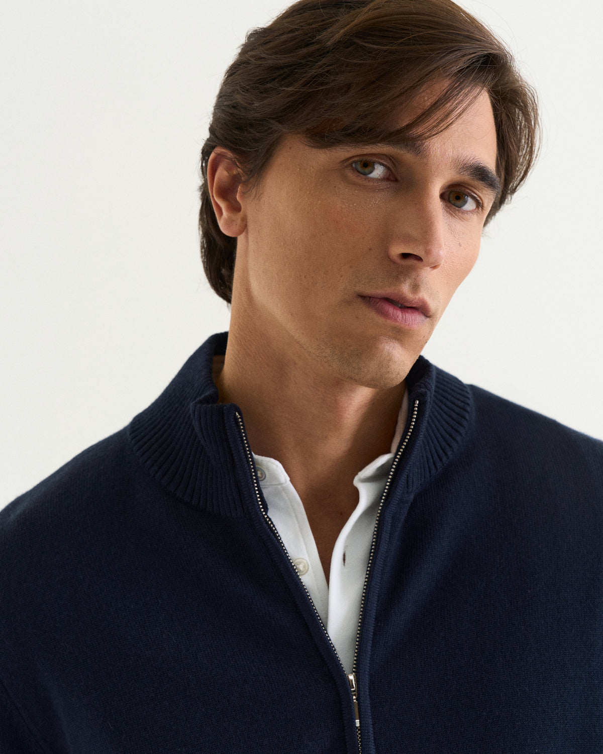 Ralph merino full zip navy