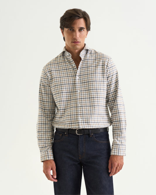 Enzo flannel shirt beige