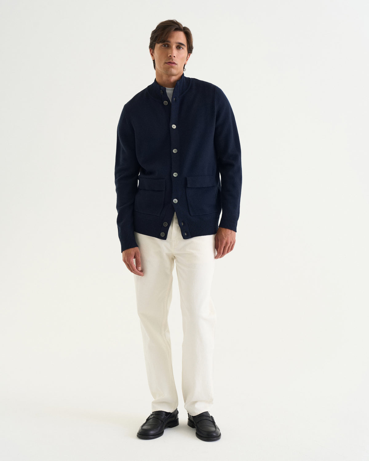 Leo merino cardigan Navy
