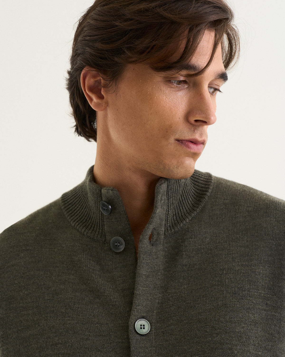 Leo merino cardigan dark green