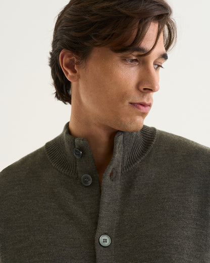 Leo merino cardigan dark green