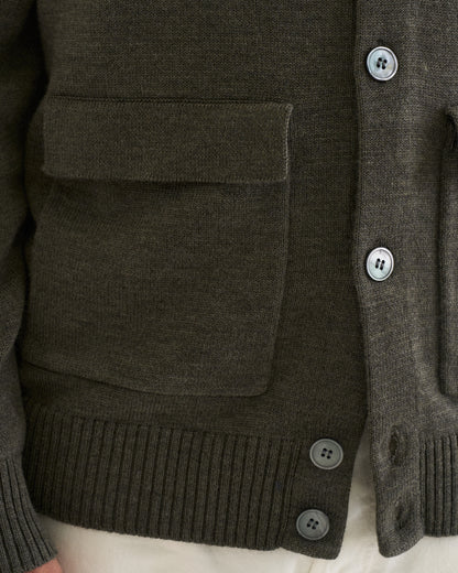 Leo merino cardigan dark green
