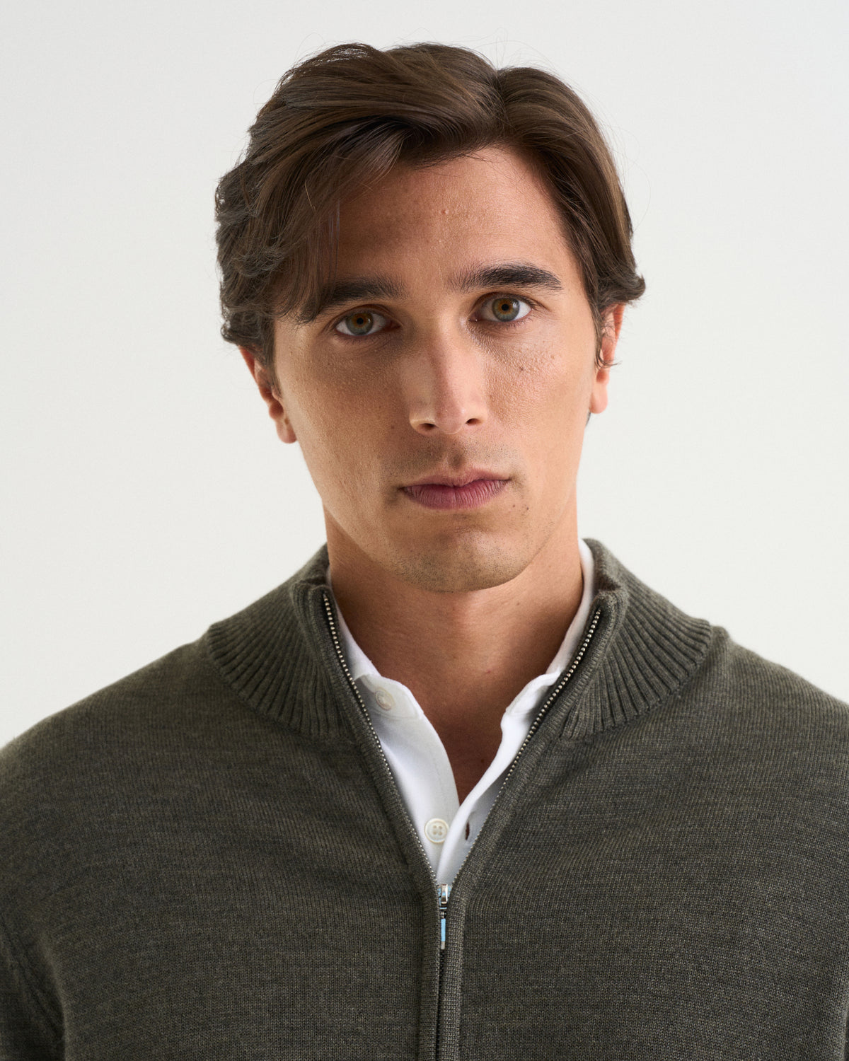 Ralph merino full zip dark green