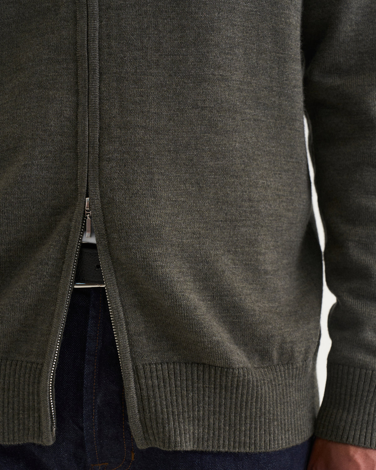 Ralph merino full zip dark green