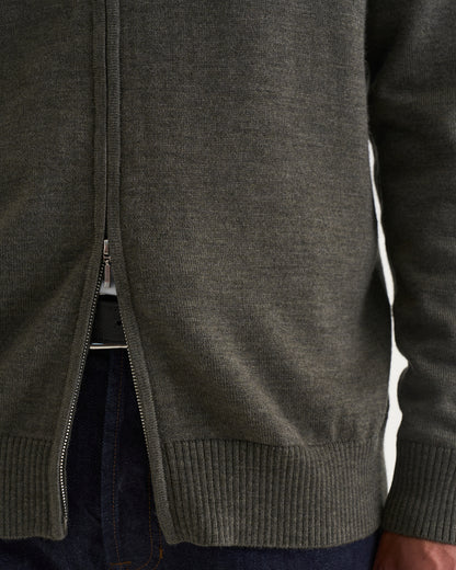 Ralph merino full zip dark green